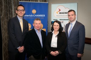 Philip Clapperton, guest speaker, Denis Duffy, Michelle Harding, Magnet Networks and Dr James Ring, CEO, Limerick Chamber pictured at the Chamber breakfast event 