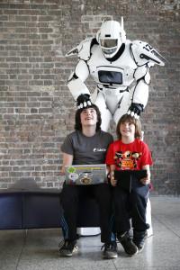 Pictured at the launch of CoderDojo Coolest Projects Awards 2016 at the CHQ were young coders Harvey (age 14) and Jasper Brezina Conniffe (age 11) from Wicklow with Lightron the robot